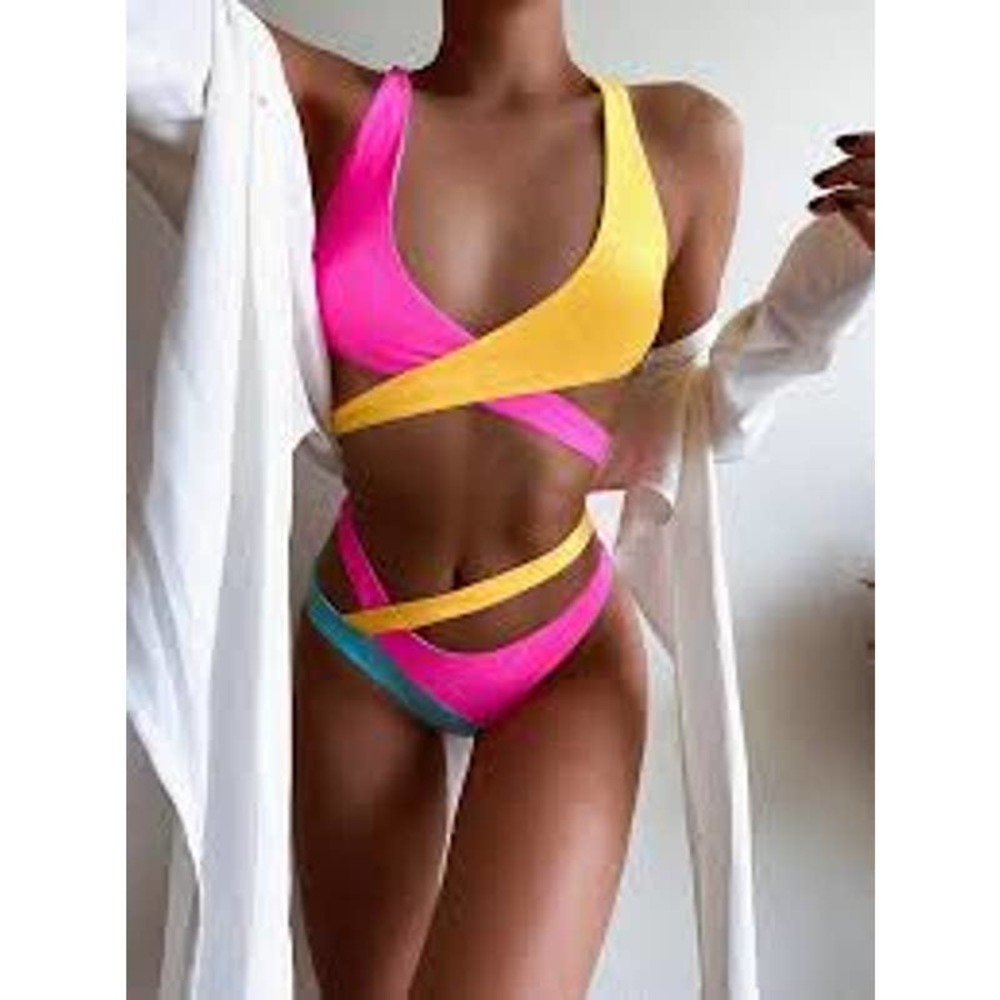 NWOT Color block Wrap Bikini Swimsuit